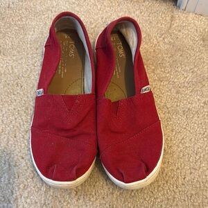 Toms Red Canvas Sneakers with Slip-On Design